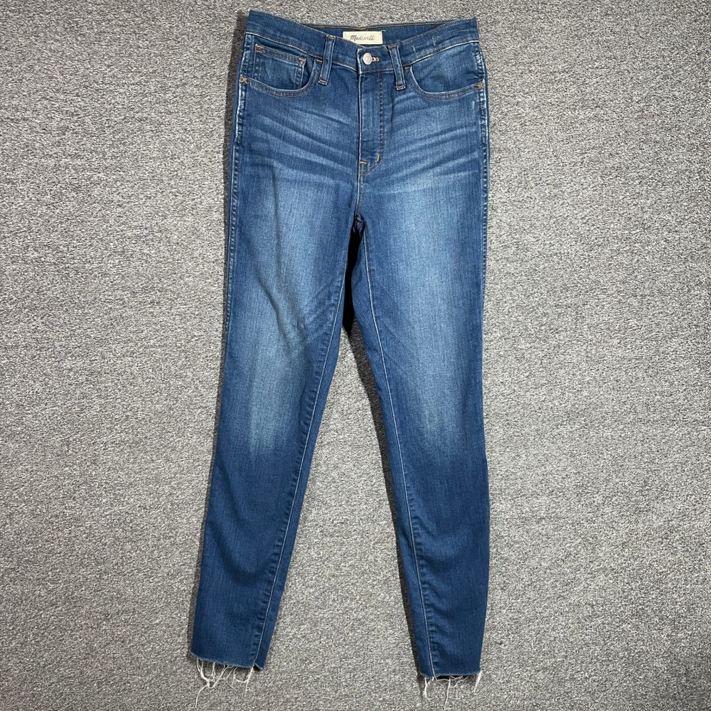 Madewell 10 Roadtripper Skinny Jeans T27 Medium Wash Raw Hem High Rise Stretch